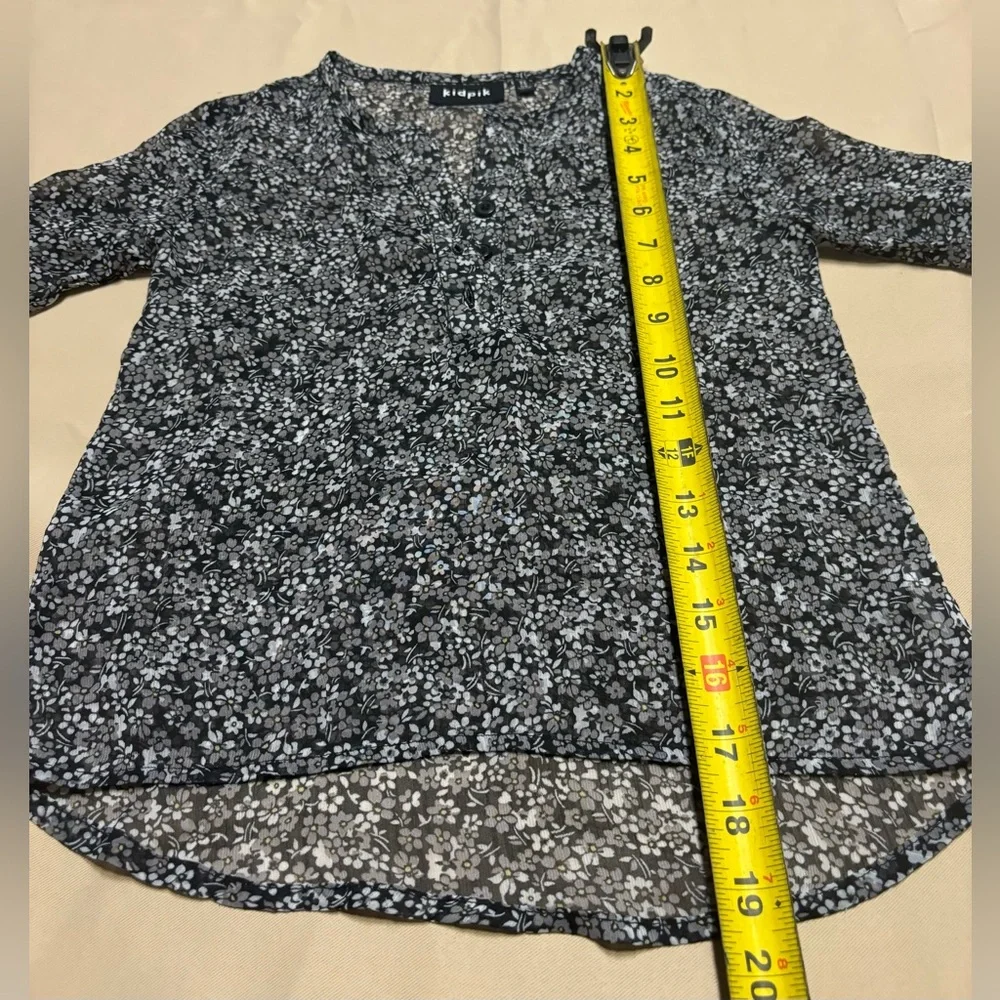 Kidpik‎ Black, White, Gray Floral Sheer Blouse